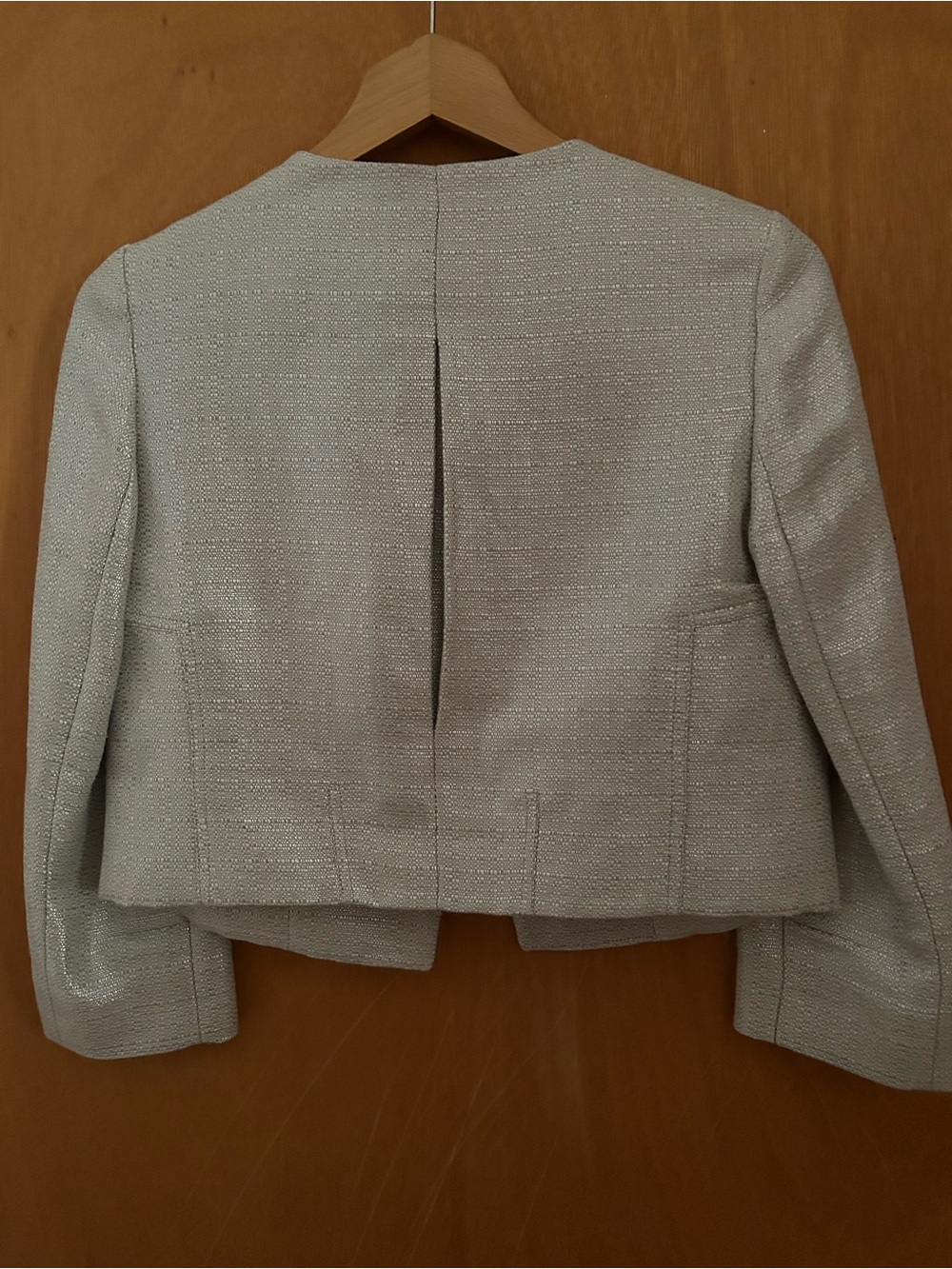 Cream Textured Cropped Jacket - Picture 2 of 5